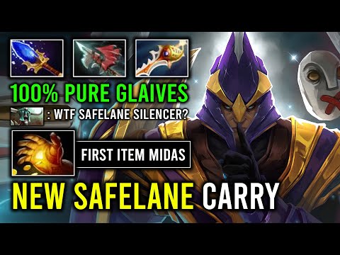 NEW Hyper Safelane Carry Silencer 1st Item Midas 100% Pure Glaives DPS Hit Like a Truck Dota 2