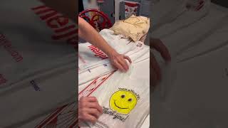 Folding plastic bags for compact storage