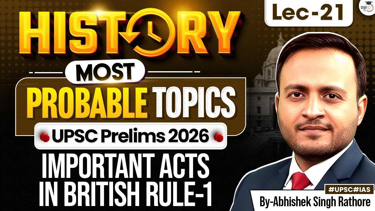 UPSC Prelims 2026 | History Most Important Topics | Important Acts in British Rule-1 | Lec 21