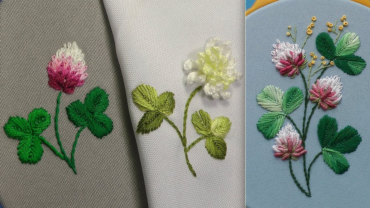 How to embroider clover 3 ways Hand Embroidery