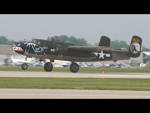 B-25 Bomber, P-51 Mustangs and Hawker Sea Fury Take Off at Oshkosh 2021
