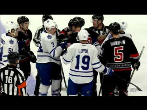 Dion Phaneuf Two Big Hits vs Carolina