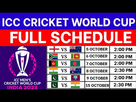 icc world cup 2023 full schedule | cwc 2023 schedule time table