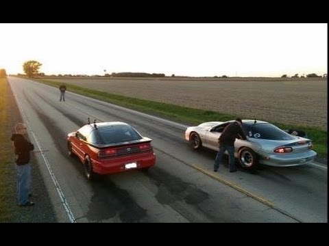 $4000 street race! Photo Finish!  Camaro vs AWD DSM