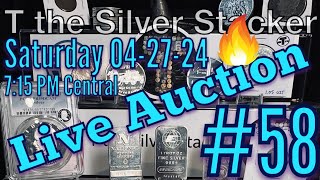 LIVE Auction 58 on YouTube #silver #silverpours & Fun!