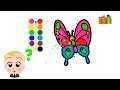 Tô màu con bướm |  bé học vẽ tranh  con bướm | butterfly drawing and coloring | Halaman Mewarnai