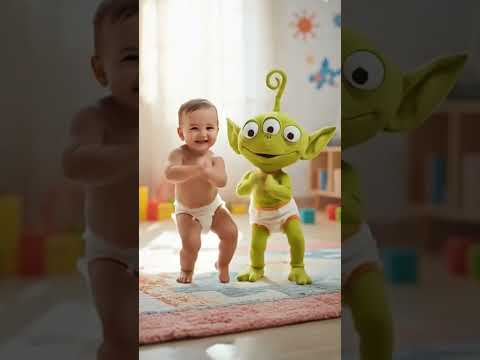 Baby & Alien Dance to Dame Tu Cosita | Cutest Viral Duo Ever!”