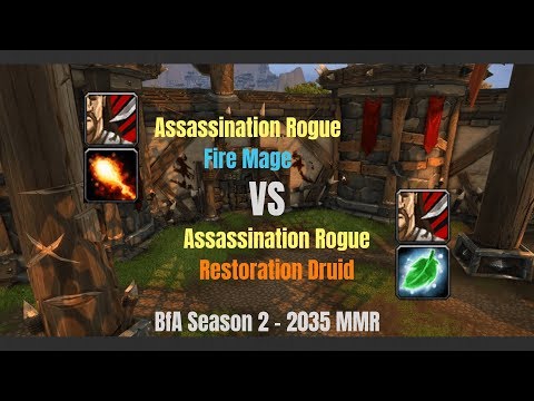 Assa Rogue Fire Mage vs Assa Rogue Resto Druid - 2035 MMR - BfA Season 2