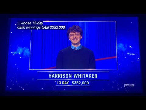 Jeopardy, intro & 1st Daily Double - Harrison Whitaker DAY 14 (11/28/25)