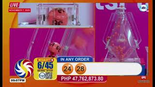 Mega Lotto 6/45 | November 7, 2025.  #PCSOLottoResultToday #PCSO #pcsolottoreels #pcsolottoresults