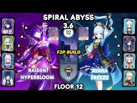 C0 Raiden Nahida Hyperbloom & C0 Ayaka Freeze - Spiral Abyss 3.6 Floor 12 [Genshin Impact]
