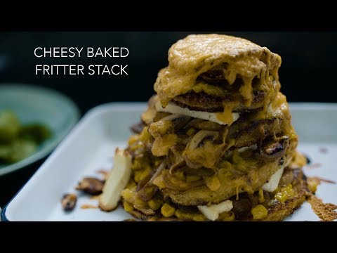 Cheesy Baked Fritter Stack