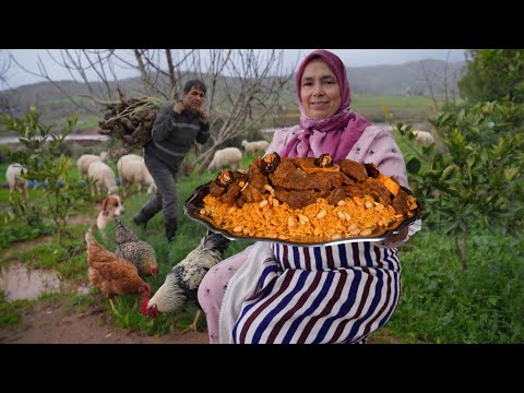 الكبسة بطعم القرية 🌿| رحلة جمع حطب النهر بعد أمطار قوية 🌧