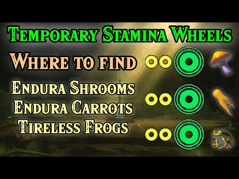 Farming Endura Shrooms, Endura Carrots and Tireless Frogs in BotW for Temporary Stamania