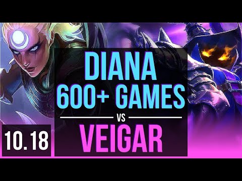 DIANA vs VEIGAR (MID) | 600+ games, KDA 12/3/7 | KR Diamond | v10.18
