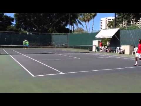 HPU's Petr Michnev holds serve @ No.1 Doubles