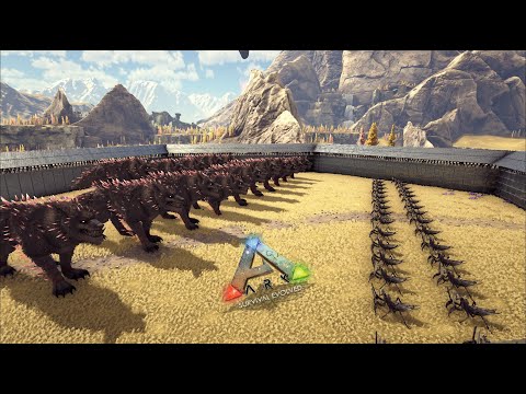 ARK| 30 Fully Mutated Mantis with max damage swords vs 15 Alpha world bosses!