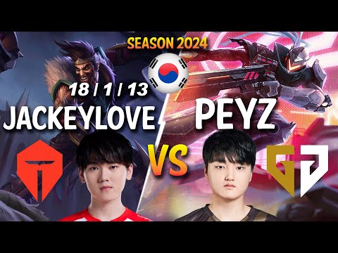 TES JackeyLove vs GEN Peyz - JackeyLove DRAVEN vs Peyz LUCIAN ADC - Patch 14.5 KR Ranked CHALLENGER