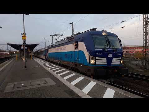 Große Flachstelle am letzten Wagen des EC179 nach Prag in Wittenberge