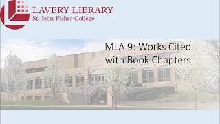 MLA 9: Works Cited with Book Chapters