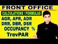 Front Office Formulas Calculations AGR ADR AGR APR TrevPAR DSR Occupancy Percentage