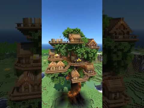 Minecraft: Building Tree House Village 🤔#shorts #shortsvideo