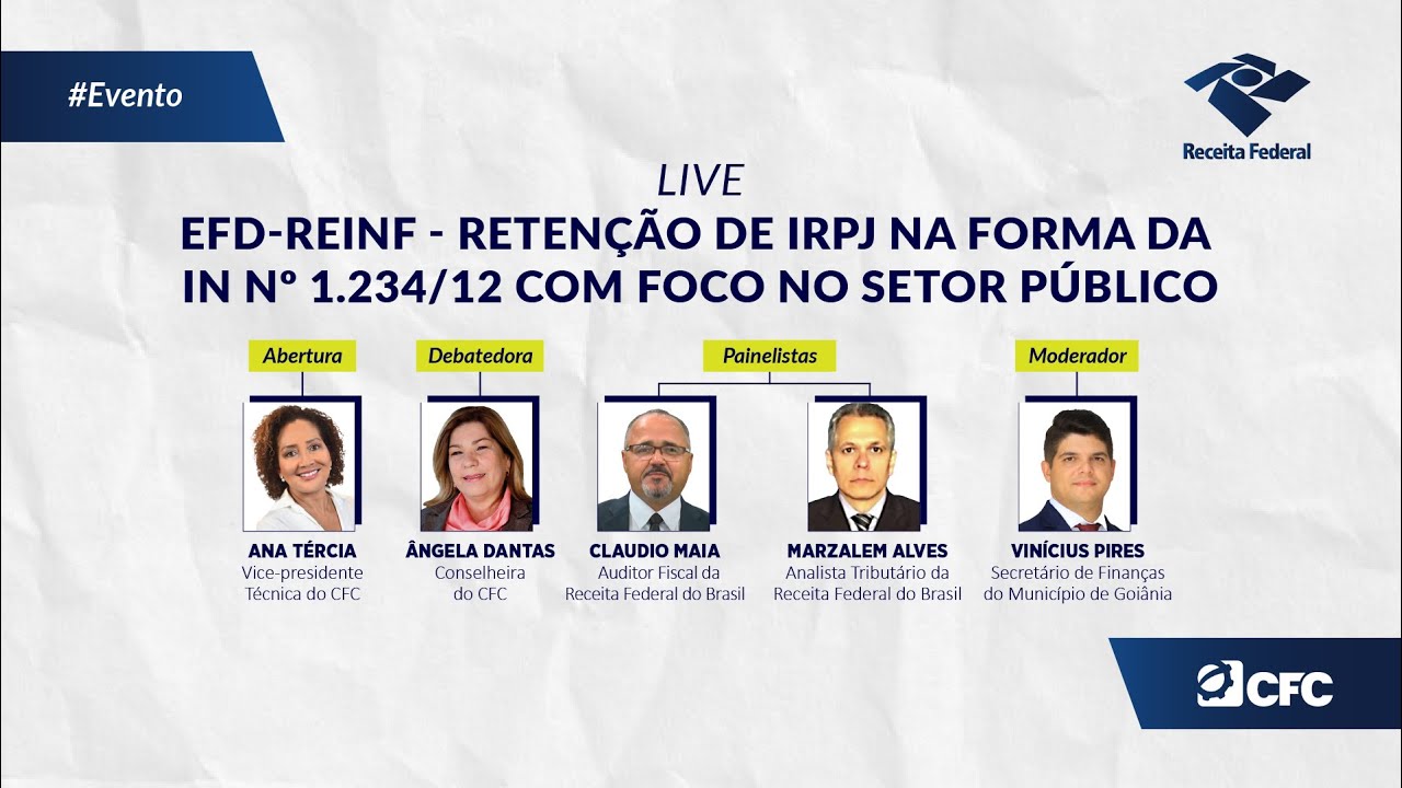 Live sobre EFD-REINF e retenção de IRPJ no Setor Público