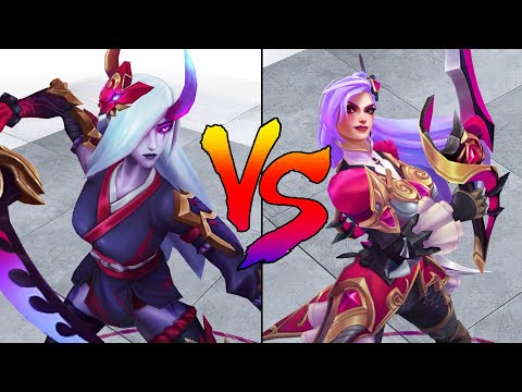 Battle Queen Katarina vs Blood Moon Katarina Skin Comparison Spotlight (League of Legends)