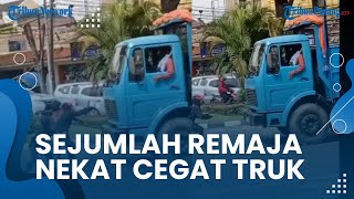 Viral Video Kelompok Pemuda Nekat Cegat Truk secara Mendadak di Jalan Raya, Disebut Cuma Demi Konten