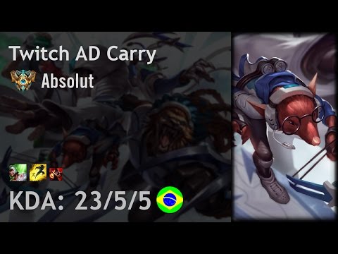 Twitch AD Carry vs Ezreal - Absolut - BR Challenger Patch 7.10
