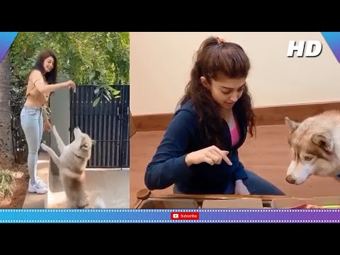 Actress Pranitha Subhash Playing with her Dog #Pranitha