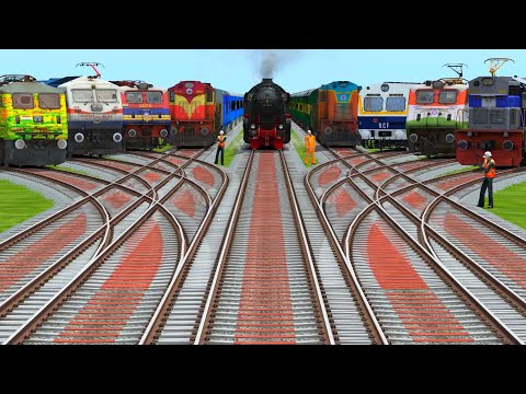 🧩All Realistic Trains Run At Curve Branches Railroad Tracks | train videos indian railways 