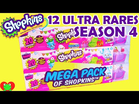 Shopkins Season 4 MEGA PACKS with 12 ULTRA RARE and 14 PETKINS Finds Video