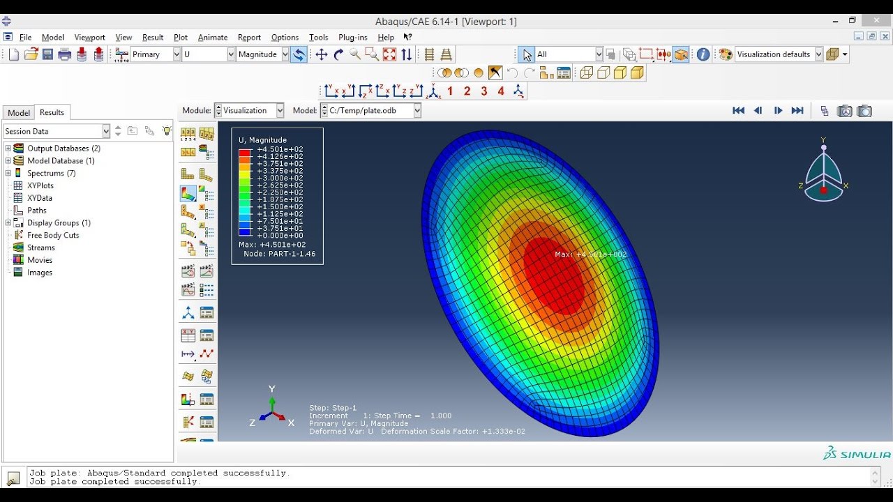 Abaqus Tutorials - How To Analyse a Circular Plate Subjected to Pressure in Abaqus