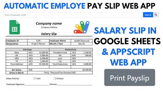 How to make salary/Employee Pay Slip System by Web app Script with Print | R50