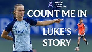 Rangers Women’s player Kirsty Howat coaches young Rangers fans like Luke at the Count Me In sessions