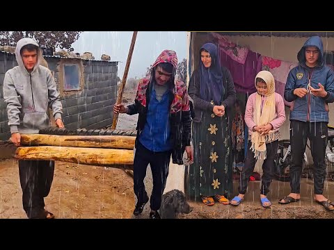Heavy rain on the farm and the Akram family's efforts to prevent flooding