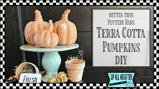 Better than Pottery Barn Terracotta Pumpkins DIY for your Thanksgiving Decor