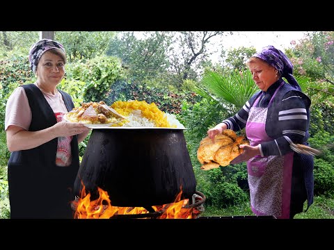 Traditional Azerbaijani Chicken Pilaf Recipe in the Village