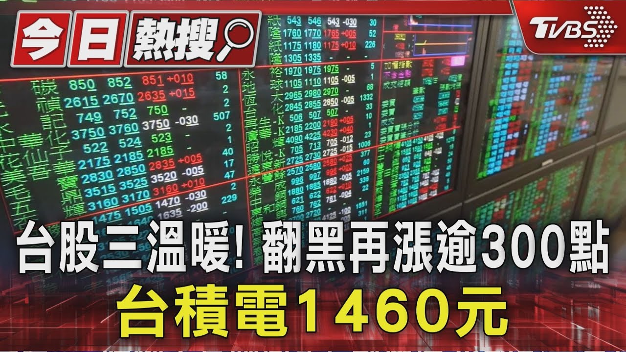 台股洗三溫暖! 翻黑再漲逾300點 台積電1460元