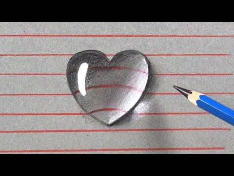 How to Draw a 3D Water Drop Heart Shape - Easy 3D Drawings ...