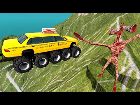 Crazy Vehicles Jumps Over Siren Head in Giant Ramp | BeamNG Drive Cars Crashes Compilation