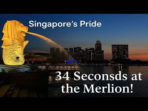 “34 Seconds of Singapore Magic ✨ | Merlion Fountain at Marina Bay”