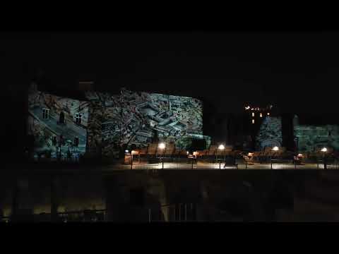 Light show on ancient wall in Rome 🇮🇹