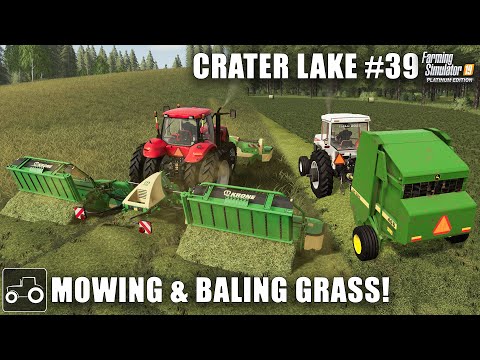 Mowing & Baling Grass For Silage, Crater Lake #39 Farming Simulator 19 Timelapse