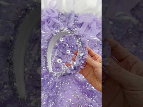 Corset v neck 3D floral beaded lavender long prom dress #dress #gown #fashion #prom #wedding #bridal