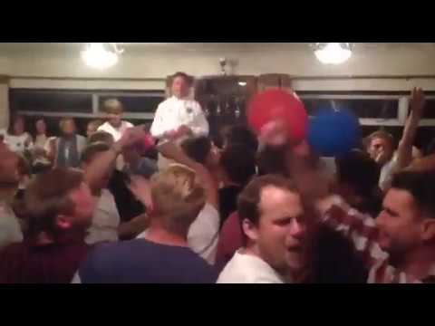 Swardeston celebrate ECB National Club Championship semi-final win over Weybridge, 28 August 2016.