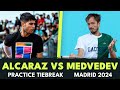 Carlos Alcaraz vs Daniil Medvedev Practice Tiebreak | Madrid 2024