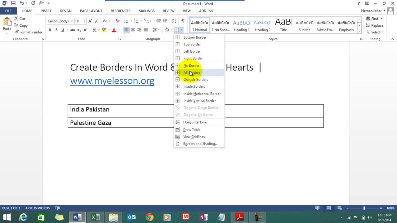 Learn How To Create Borders in MS Word Chapter 24