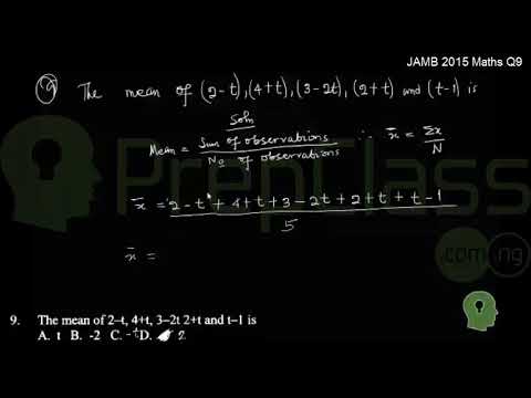 Statistics (Mean) - JAMB 2015 MATHS Question 9